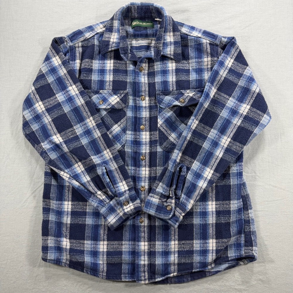 Vintage Gander Mountain Mens Large Button up Shirt Thick Heavy Duty Blue Plaid
